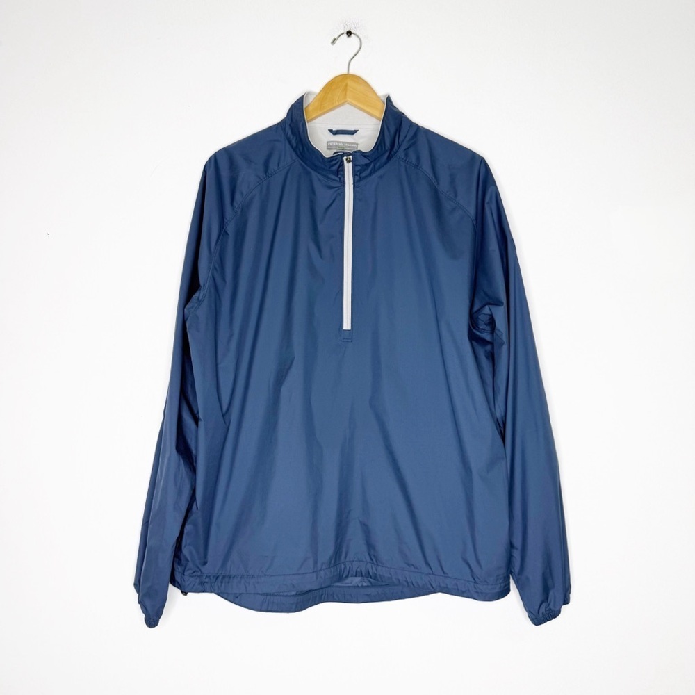Peter Millar Windbreaker Pullover Jacket Navy Blue Size L DGA Embroidered